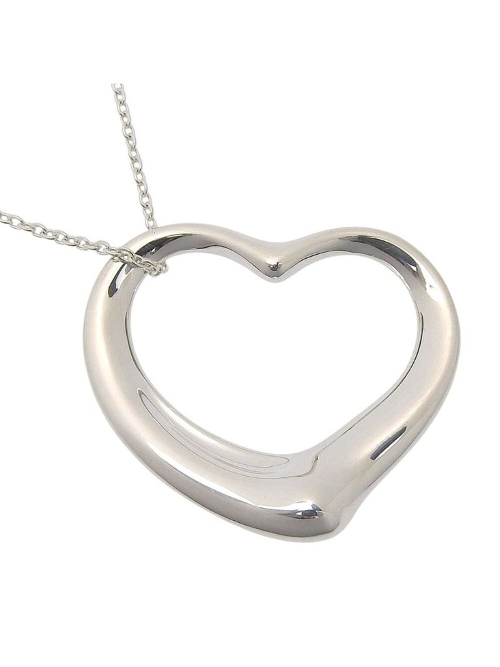 Tiffany & Co Open Heart Large Long Elsa Peretti 925 Sterling Silver Necklace